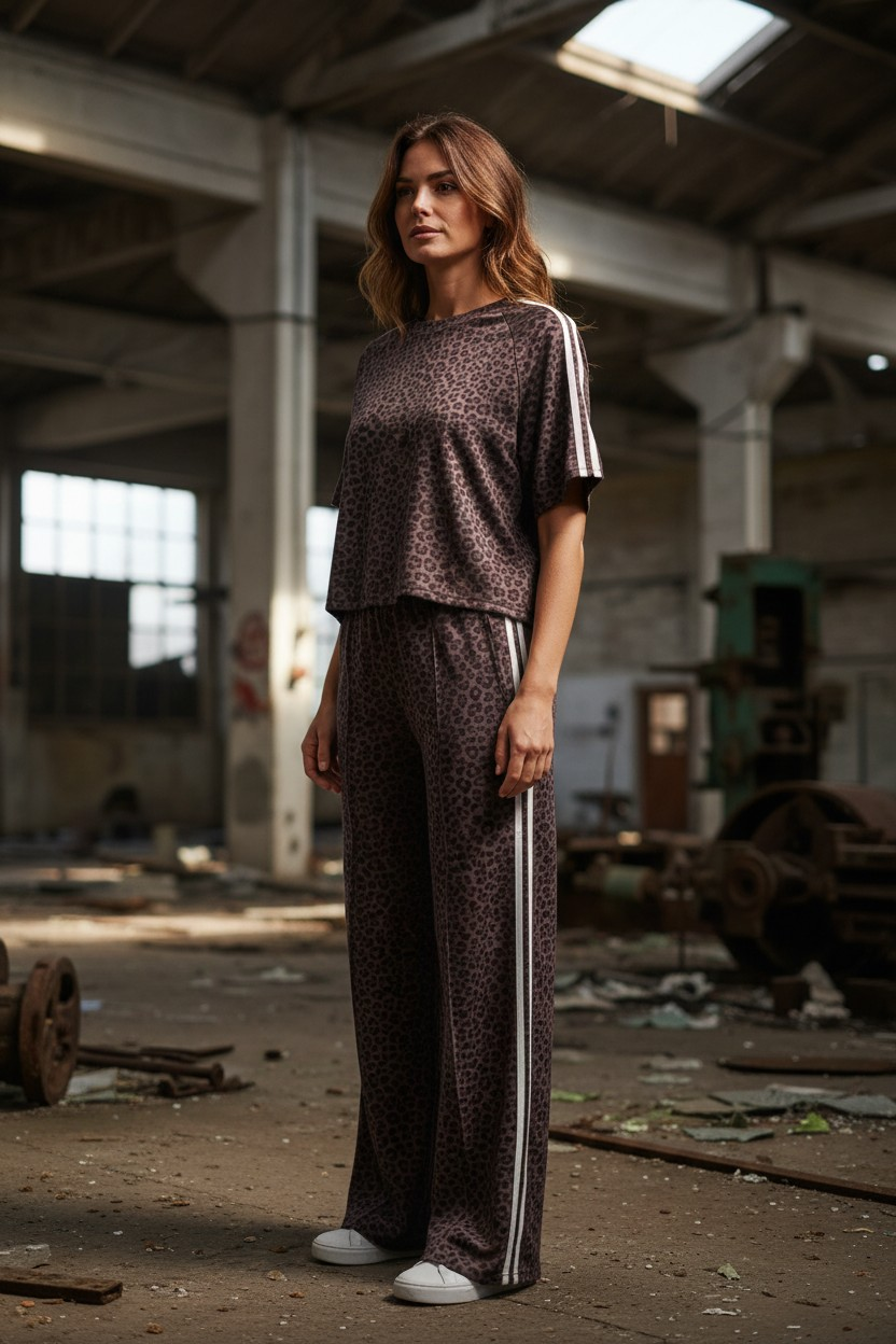 Σετ φόρμας λεοπάρ καφέ Σετ φόρμας λεοπάρ καφέ