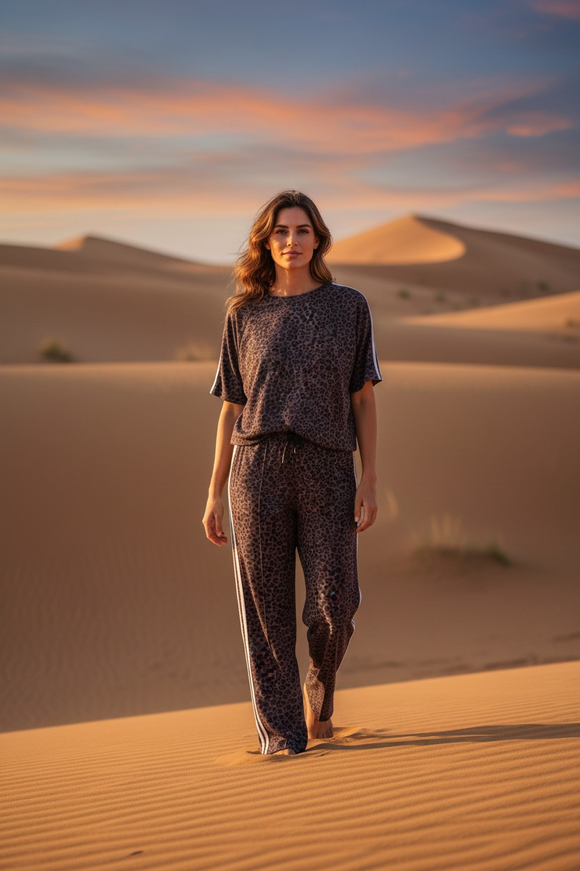 Σετ φόρμας λεοπάρ καφέ Σετ φόρμας λεοπάρ καφέ