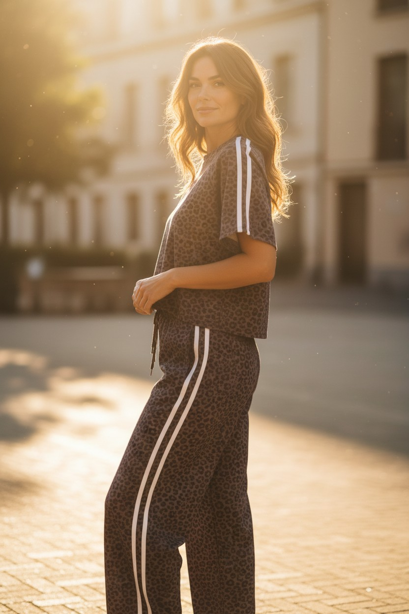 Σετ φόρμας λεοπάρ καφέ Σετ φόρμας λεοπάρ καφέ