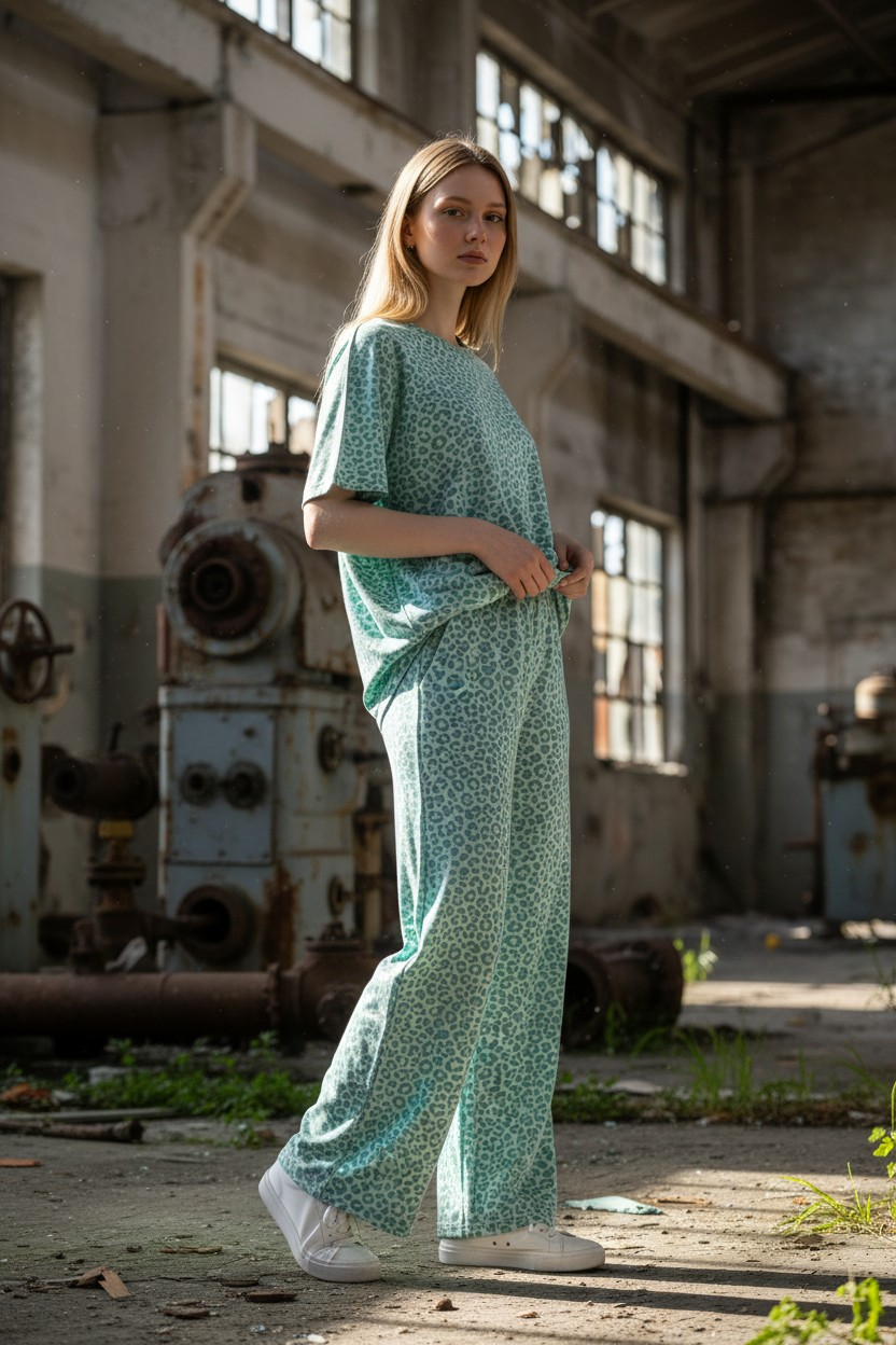 Σετ φόρμας λεοπάρ πράσινο Σετ φόρμας λεοπάρ πράσινο