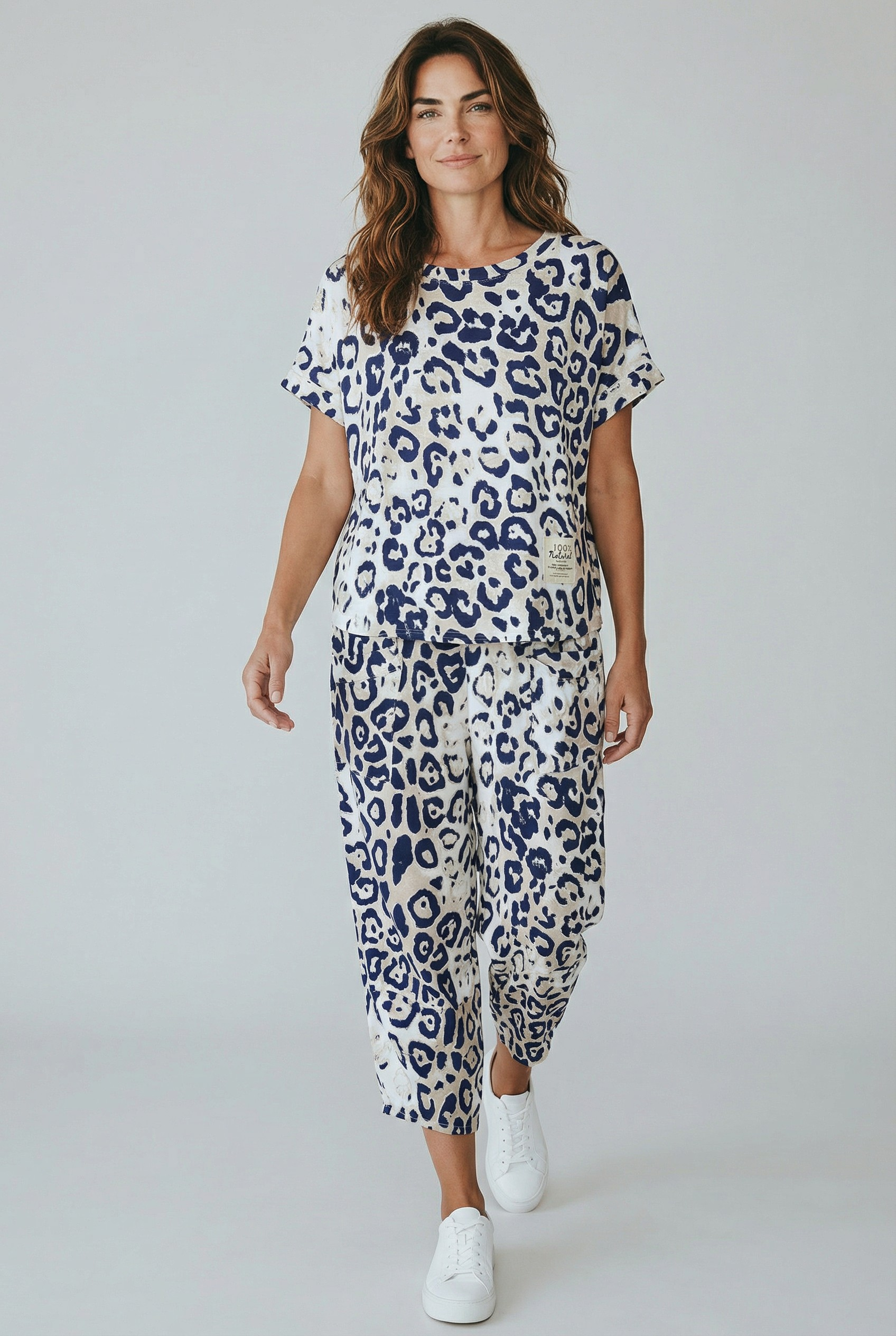 Βαμβακερό σετ λεοπάρ μπλε σκούρο Βαμβακερό σετ λεοπάρ μπλε σκούρο