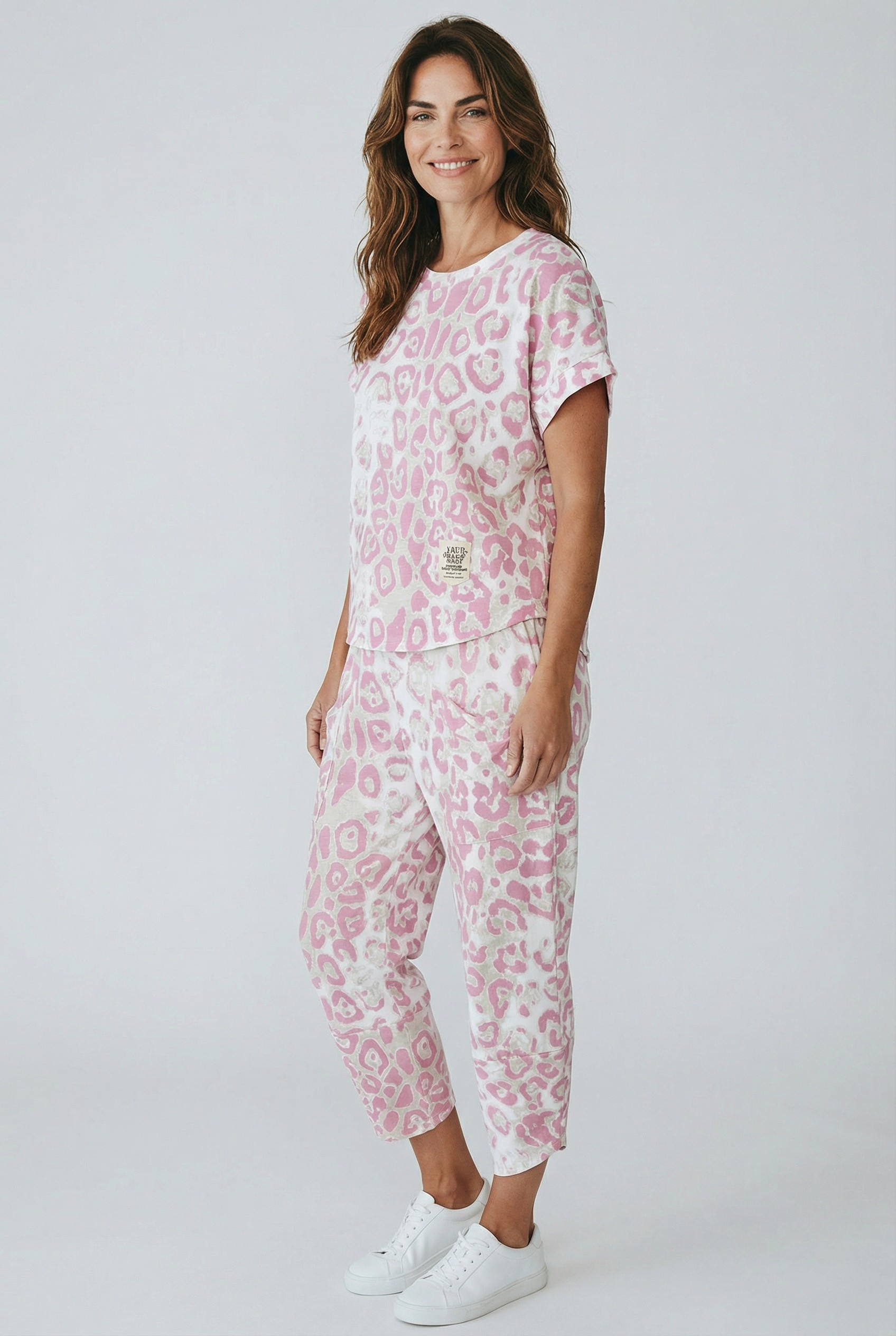 Βαμβακερό σετ λεοπάρ ροζ Βαμβακερό σετ λεοπάρ ροζ