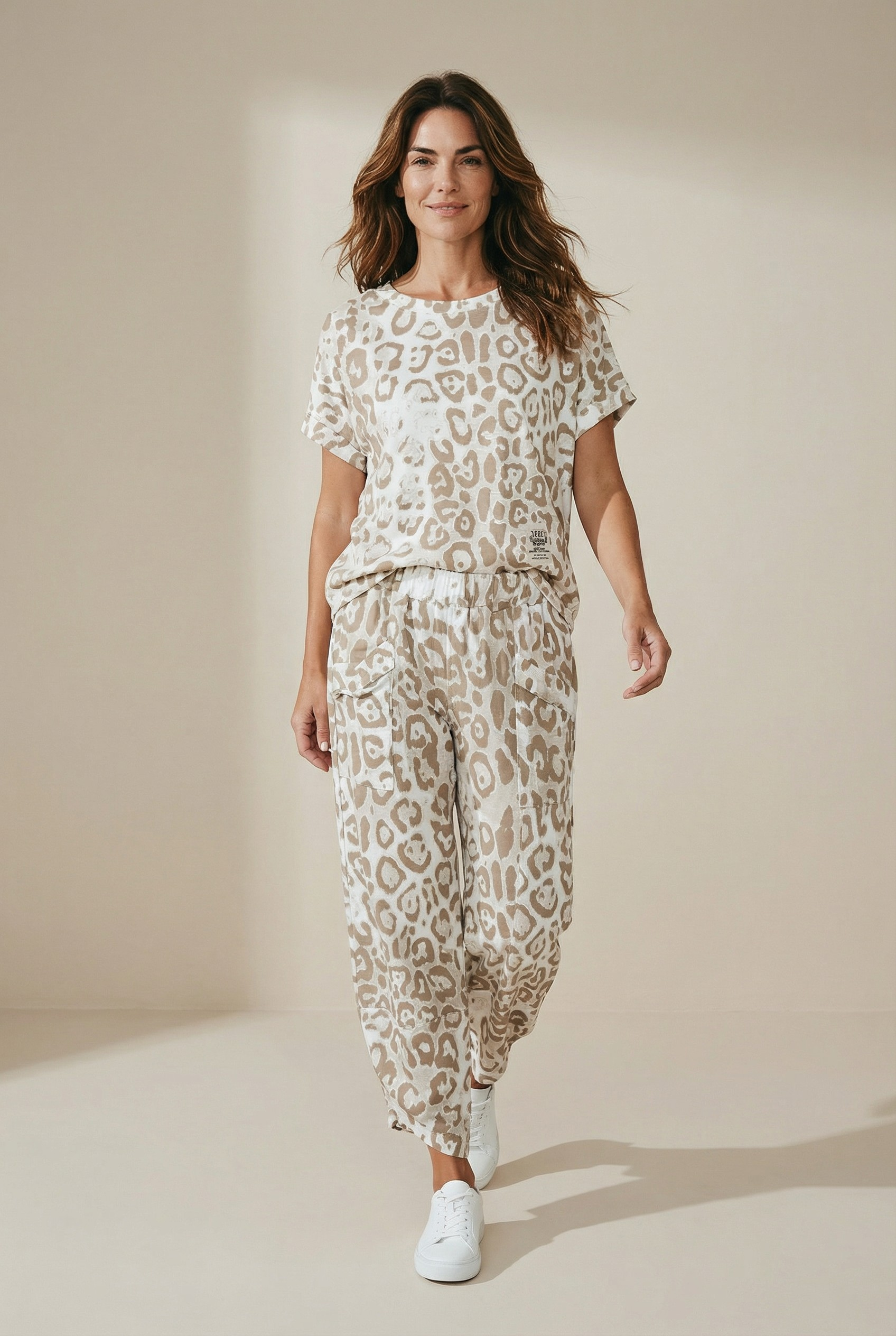 Βαμβακερό σετ λεοπάρ μπεζ Βαμβακερό σετ λεοπάρ μπεζ