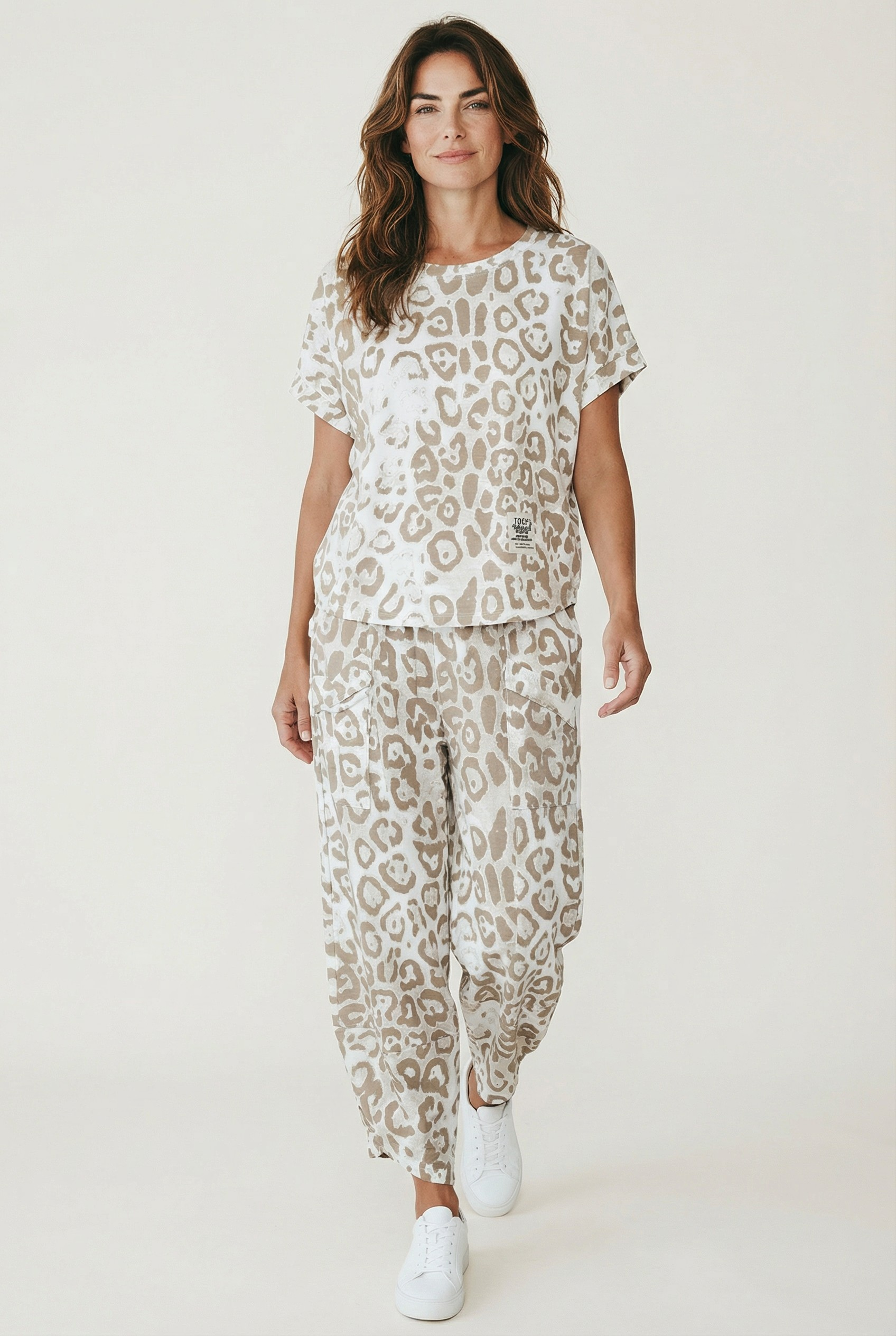 Βαμβακερό σετ λεοπάρ μπεζ Βαμβακερό σετ λεοπάρ μπεζ