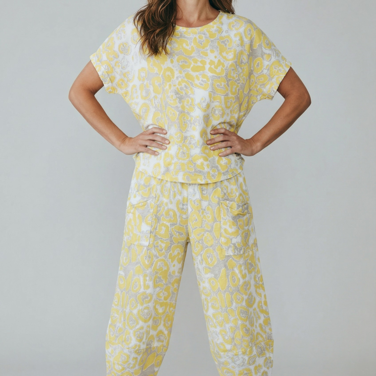 Βαμβακερό σετ λεοπαρ κίτρινο