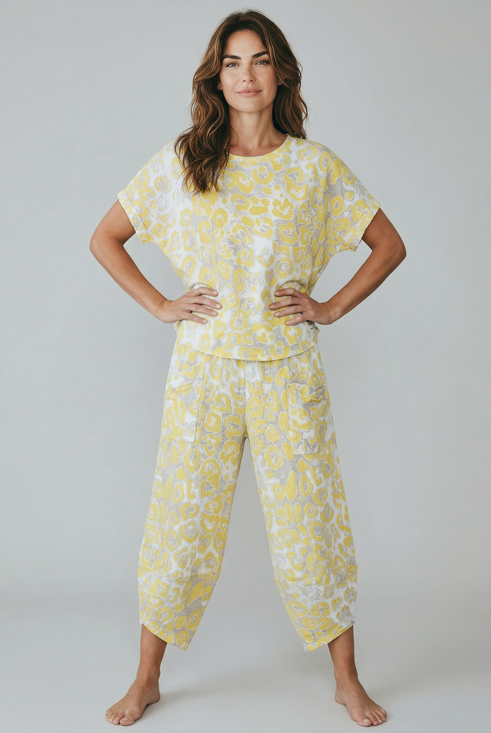 Βαμβακερό σετ λεοπαρ κίτρινο