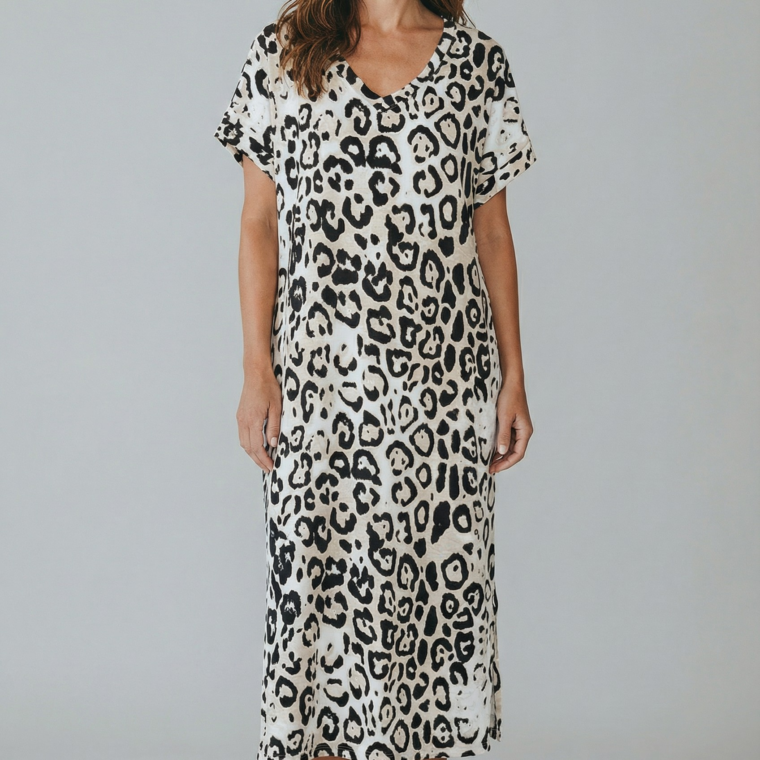 Βαμβακερό λεοπάρ φόρεμα μαύρο