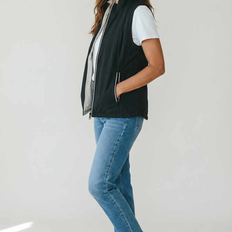 Αμάνικο διπλής όψης μαύρο-μπεζ