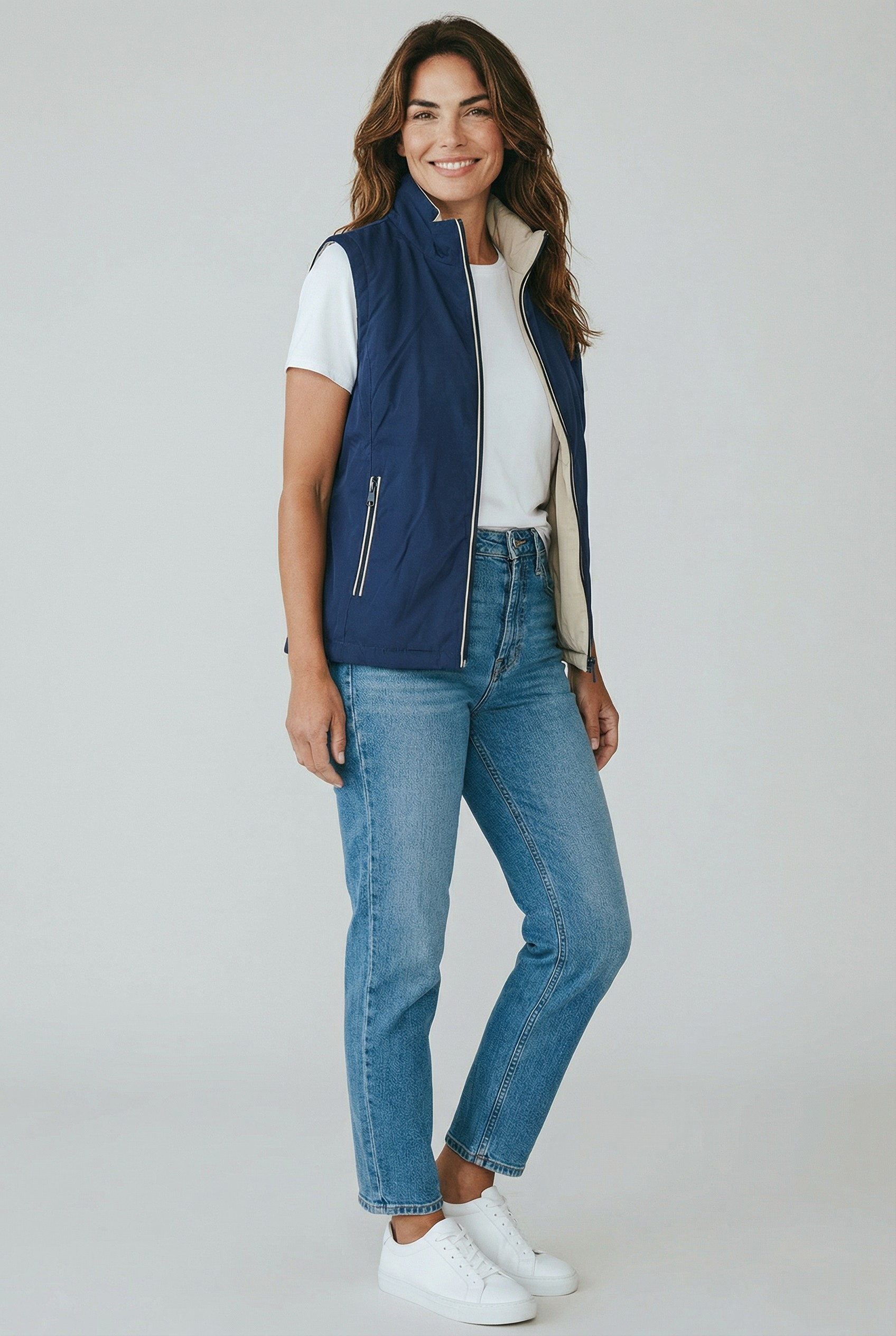 Αμάνικο διπλής όψης μπλε-σιελ