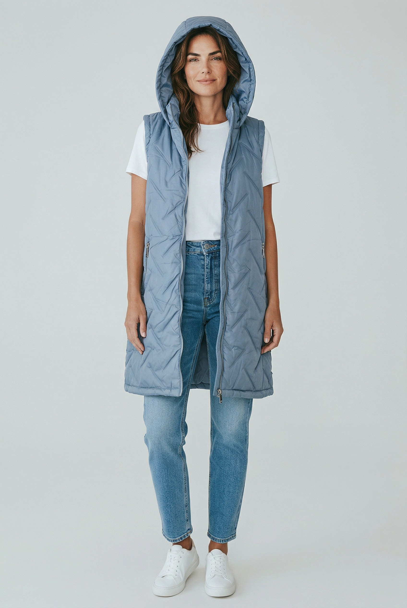 Αμάνικο μακρύ με κουκούλα σιελ