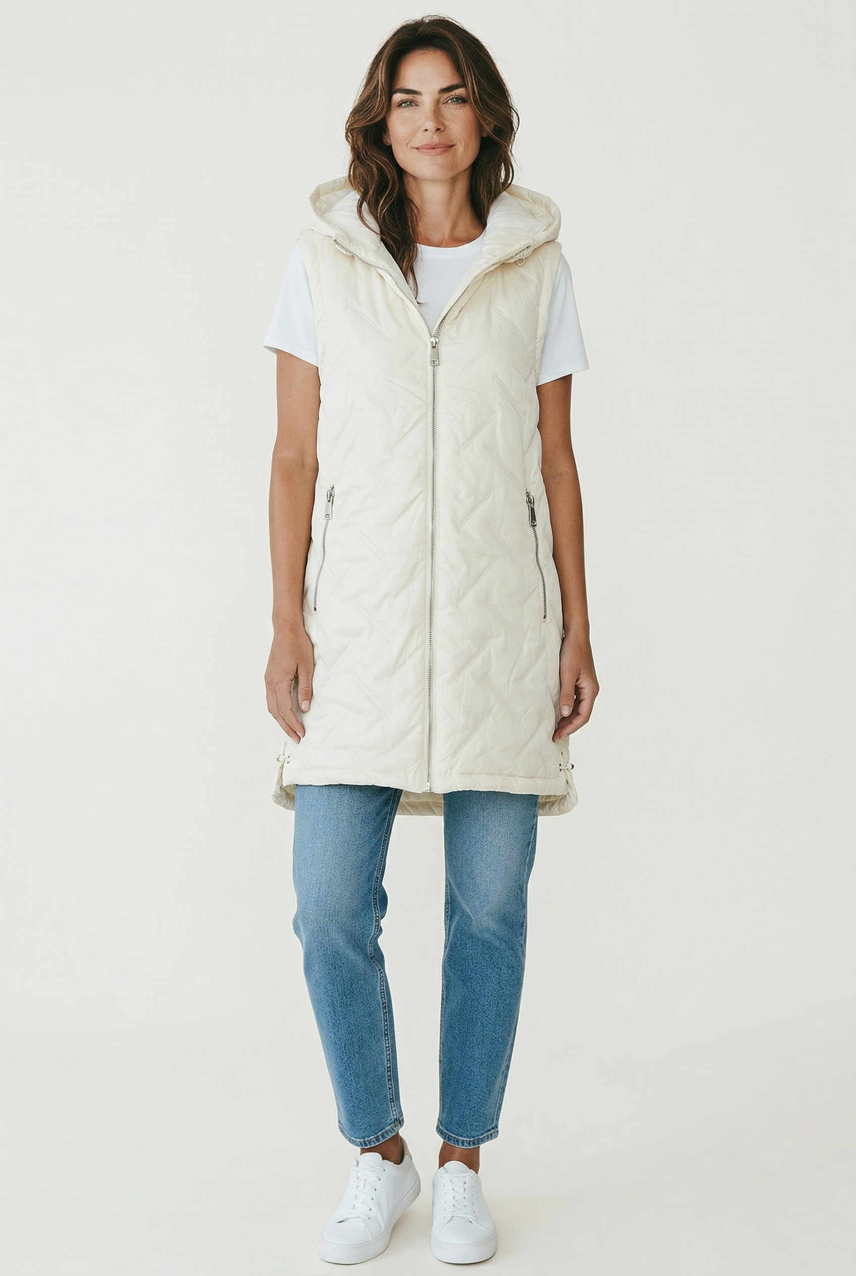 Αμάνικο μακρύ με κουκούλα άσπρο Αμάνικο μακρύ με κουκούλα άσπρο