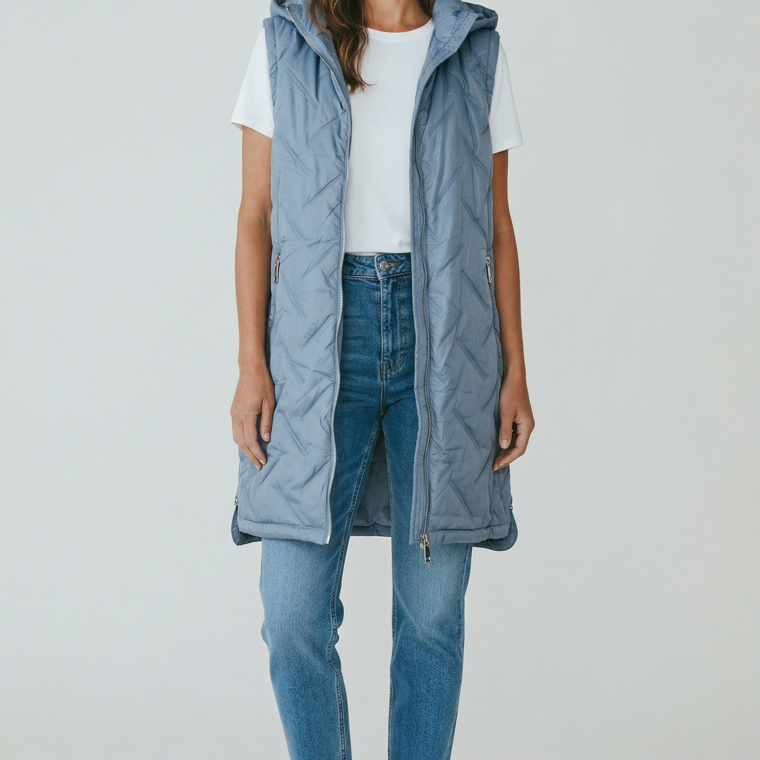 Αμάνικο μακρύ με κουκούλα σιελ