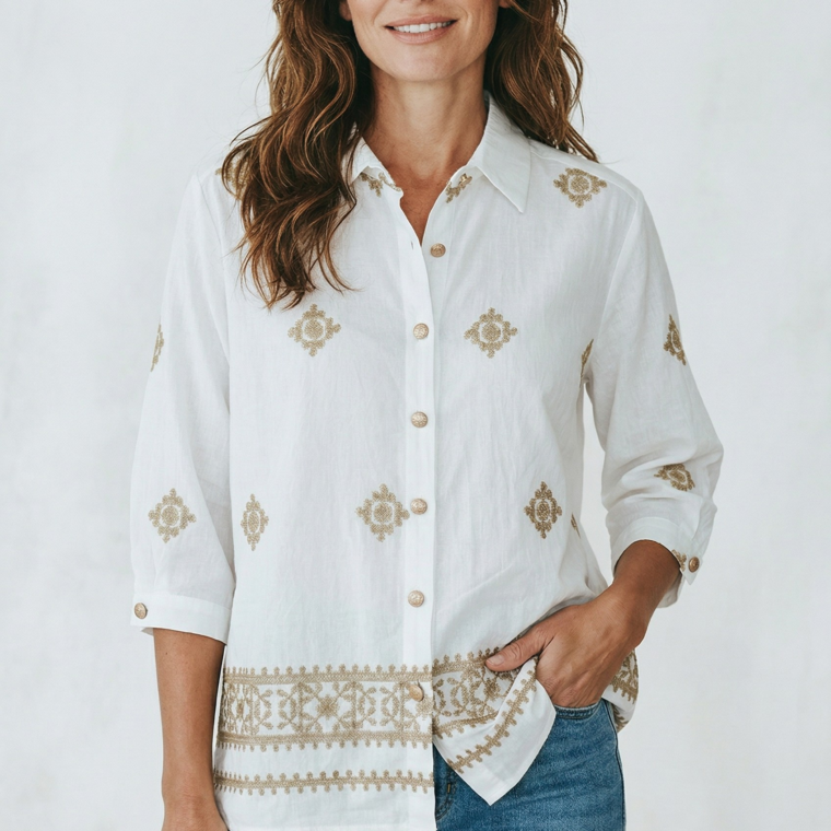 Πουκάμισο με σχέδιο κ κουμπιά άσπρο