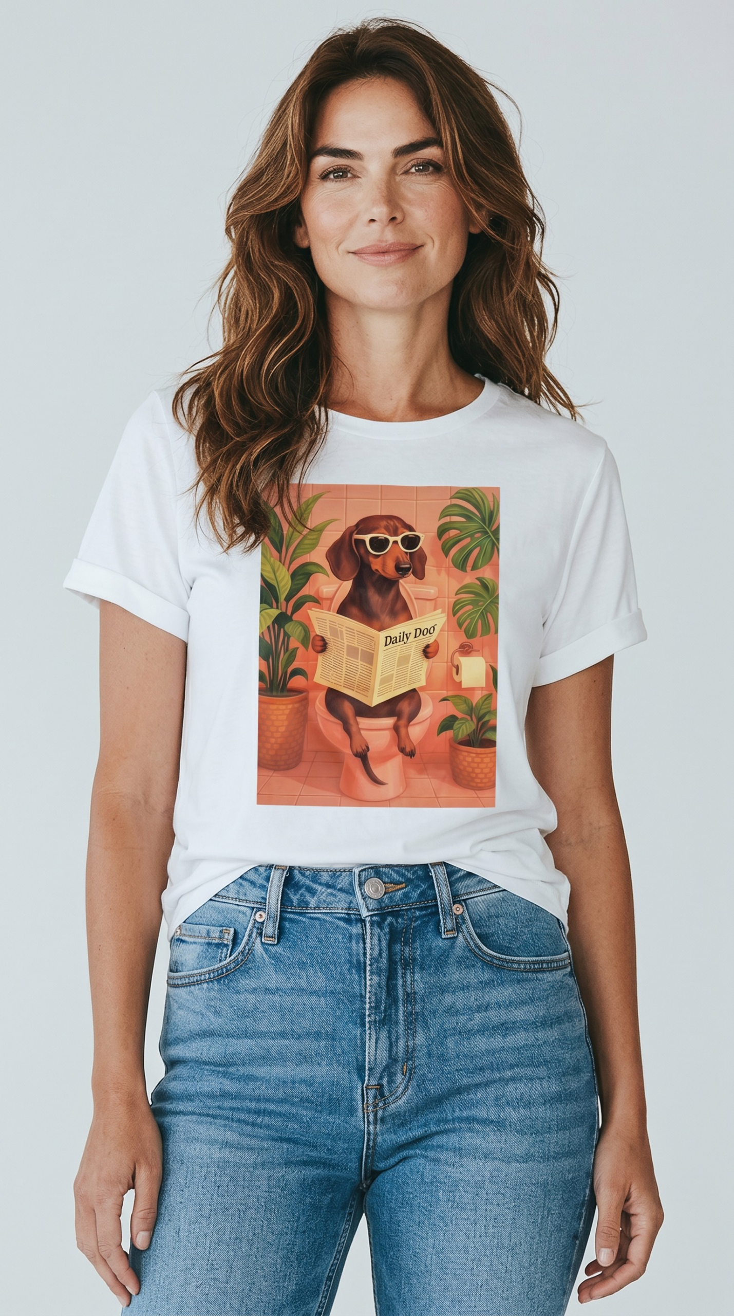 Βαμβακερό Τshirt με στάμπα σκυλάκι  bathroom white