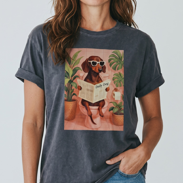 Βαμβακερό Τ shirt με στάμπα σκυλάκι bathroom