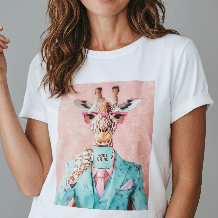 Βαμβακερό Τ shirt με στάμπα καμηλοπάρδαλη