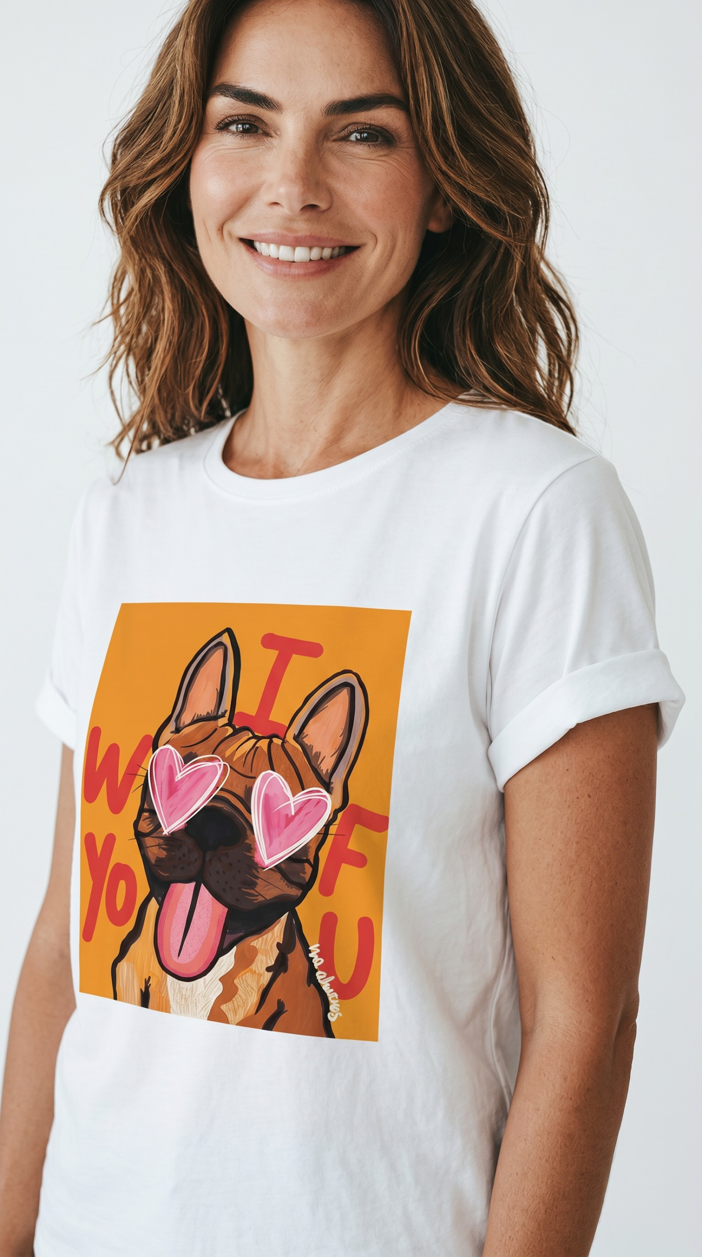 Bαμβακερό Τ shirt με στάμπα σκυλάκι πορτοκαλί